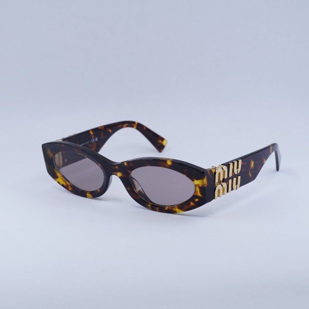 Miu Miu MU11WS 14L20I Sunglasses Havana Oval Frame, Purple Brown Lenses
